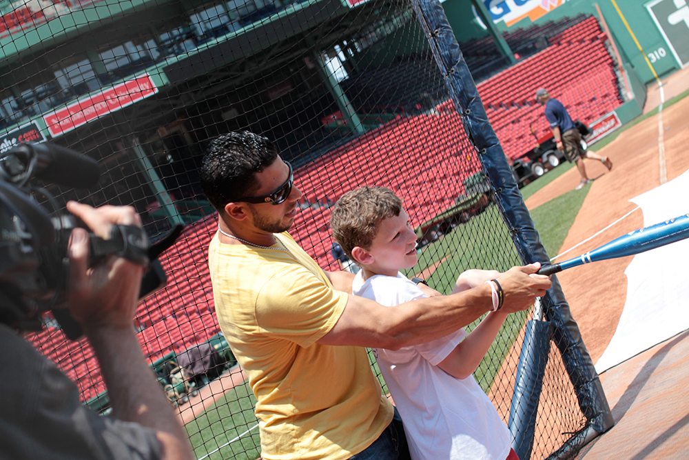 A young boy participates in the CVS Health All Kids Can Baseball Camp program