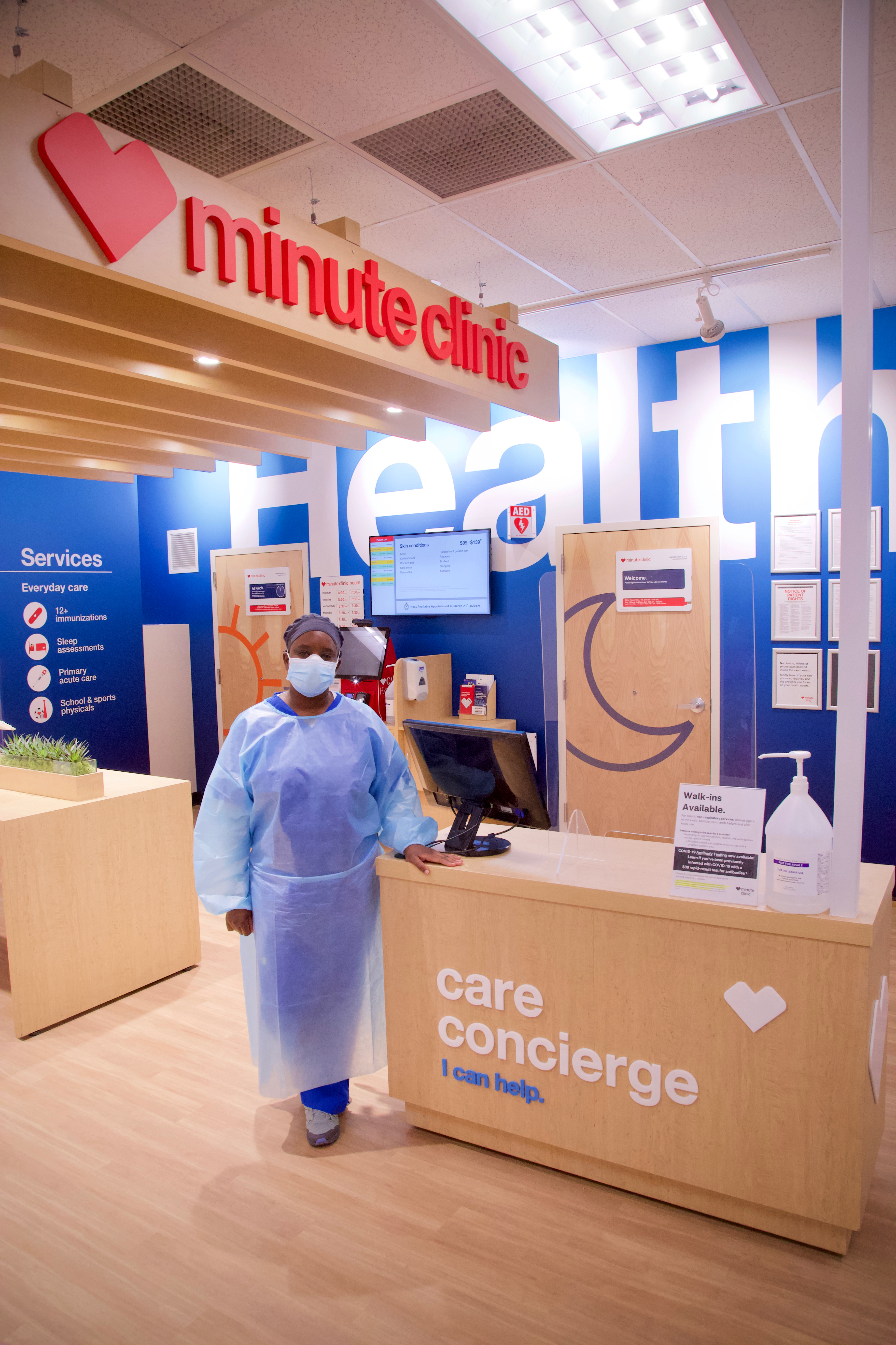 Entering a CVS MinuteClinic for a COVID-19 antibody test