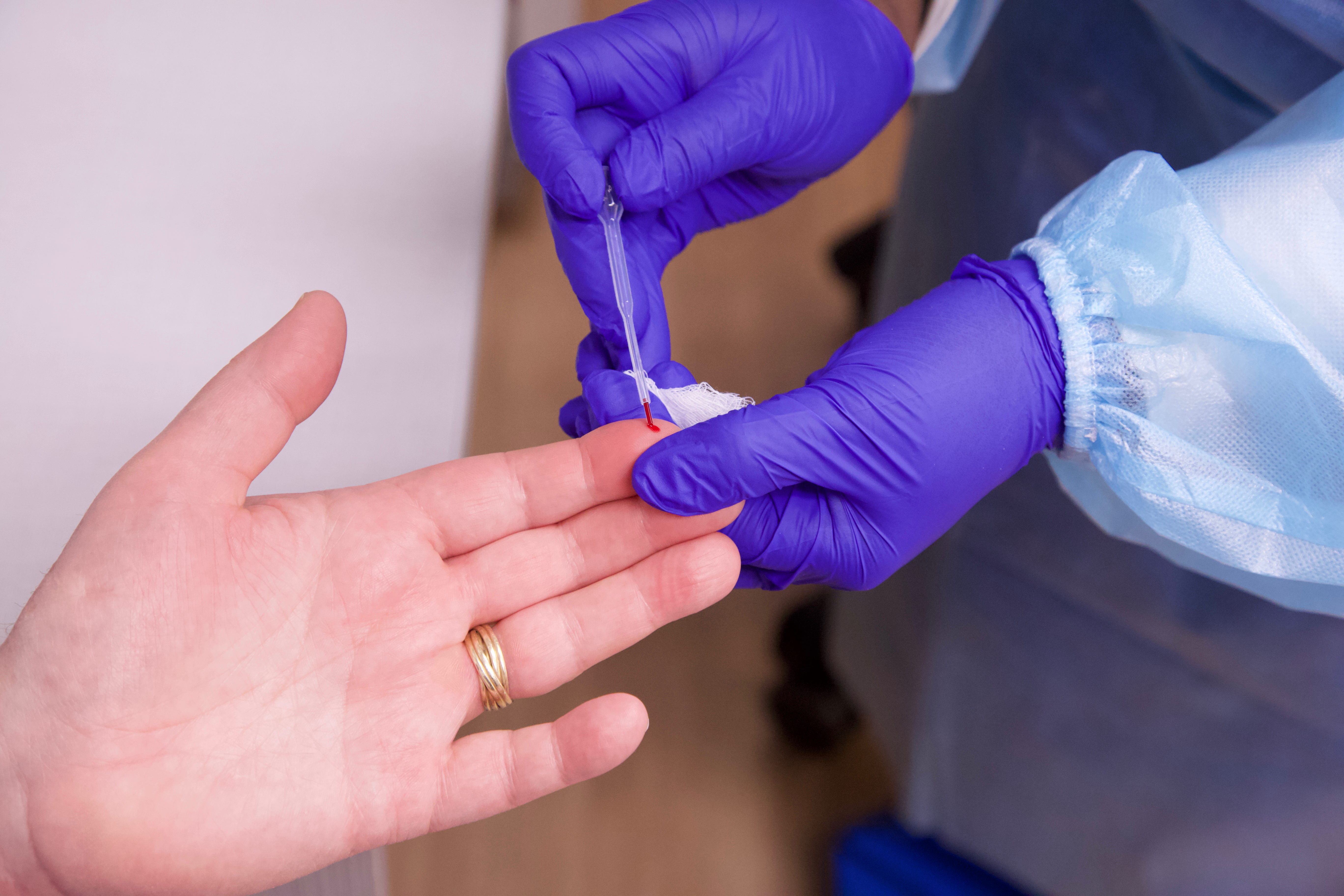 Drawing blood for a COVID-19 antibody test